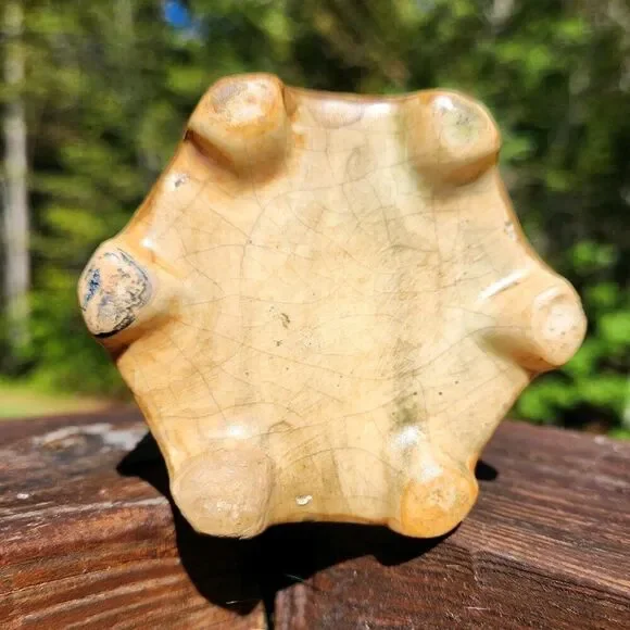 Antique Weller Pottery Klyro Hexagon Bud Vase Blue Grapes Pink Red Flowers 7.5" - Picture 4 of 7